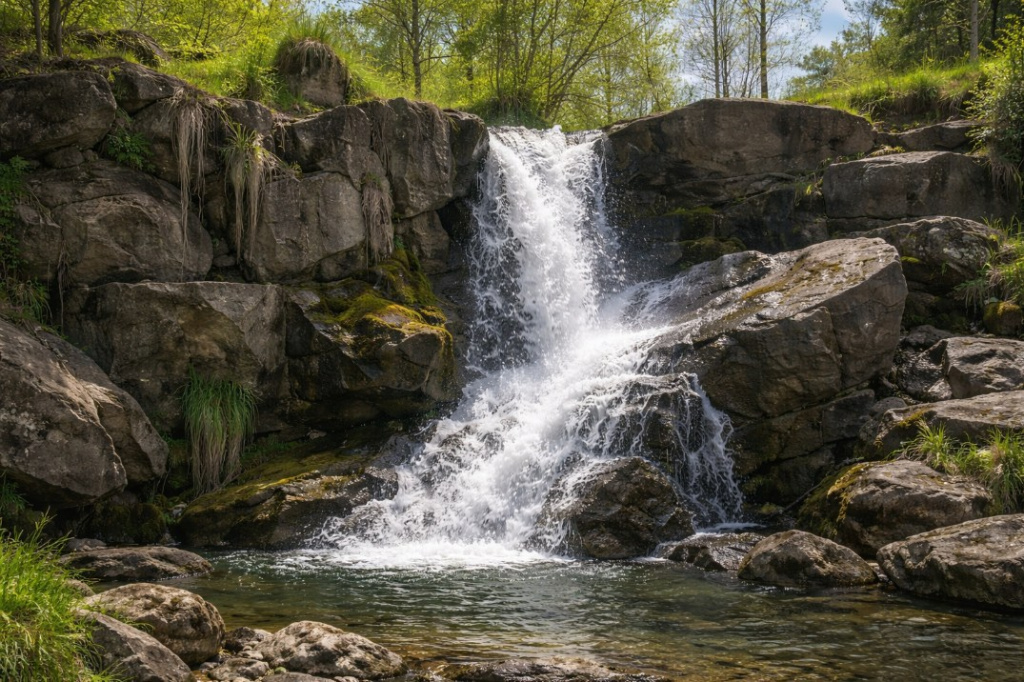 Бердские скалы и водопад Бучило